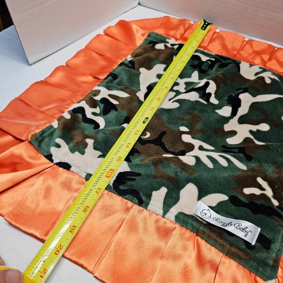 Security Lovey Blanket Camo Camouflage Orange Satin Edge Green Black Razzle Baby - Picture 8 of 8